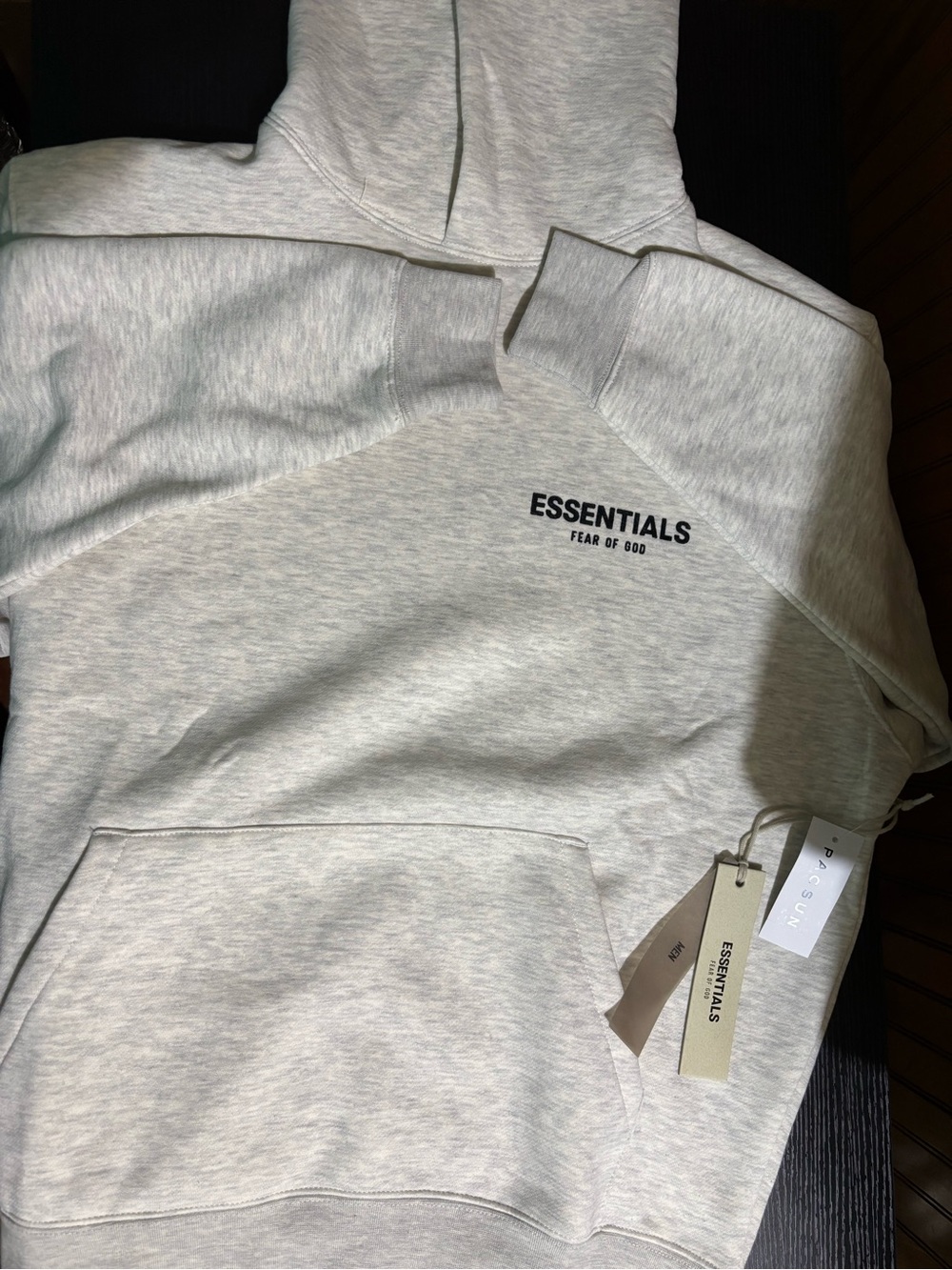 Essentials Men's Light Heather Gray Crewneck Hoodie with Chest Logo